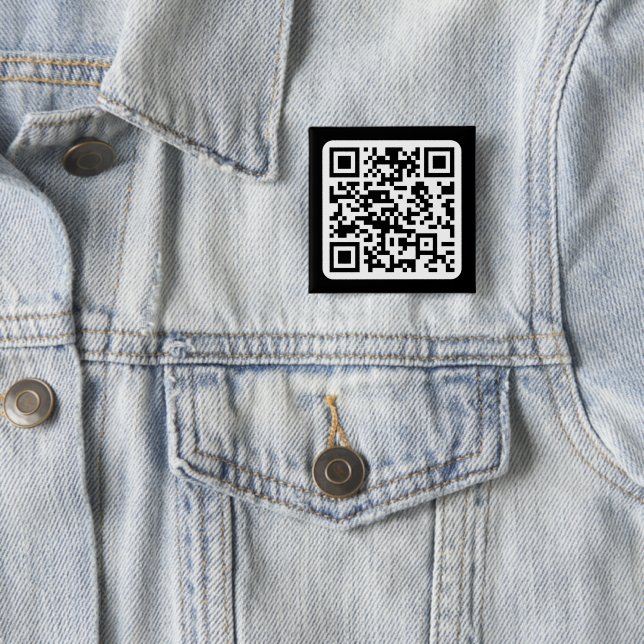 Chapa Cuadrada Código QR moderno editable | Blanco negro o cualqu (In situ)