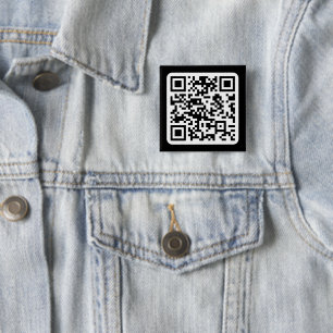 Chapa Cuadrada Código QR moderno editable Negro Blanco o cualqu