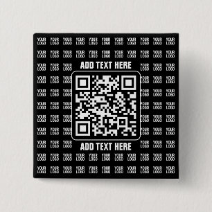 Chapa Cuadrada Código QR promocional (editable) más patrón de log