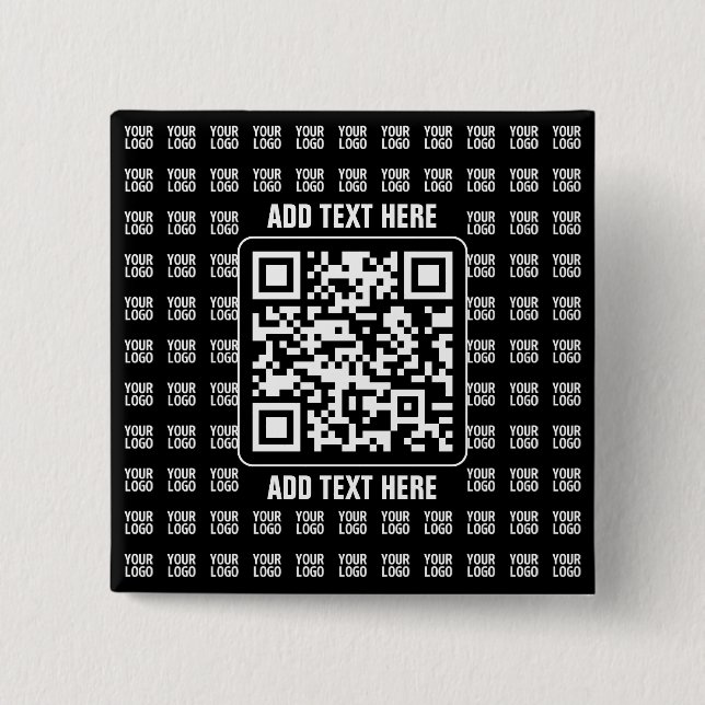 Chapa Cuadrada Código QR promocional (editable) más patrón de log (Anverso)