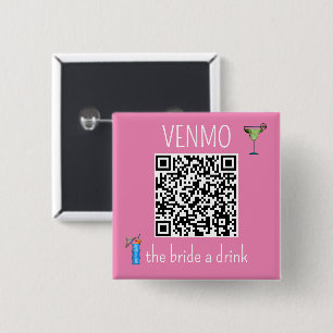 Chapa Cuadrada Código QR VENMO una bebida a la novia Despedida de