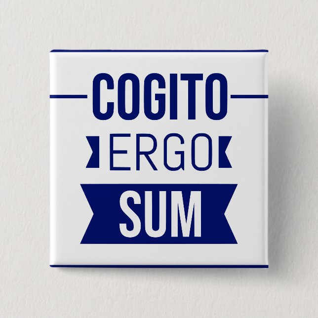 Chapa Cuadrada Cogito ergo sum - frase latina (Anverso)