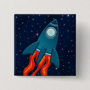 Chapa Cuadrada Cohete Espacial Lindo y Diseño de Espacio Exterior