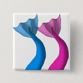 Chapa Cuadrada Colas de la sirena del azul y de las rosas fuertes