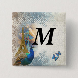 Chapa Cuadrada Colección de pavos reales de París