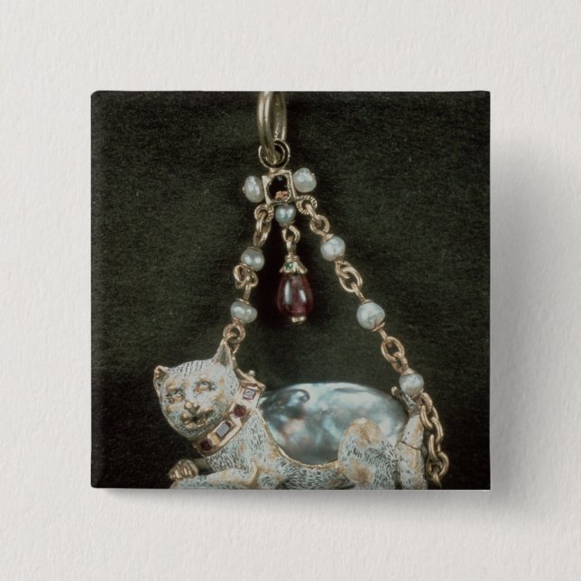 Chapa Cuadrada Colgante del gato del renacimiento (Anverso)