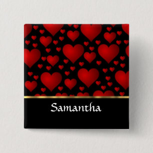 Chapa Cuadrada Collage de corazón rojo personalizado