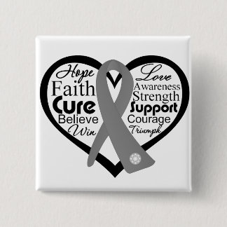 Chapa Cuadrada Collage de la cinta del corazón del tumor cerebral