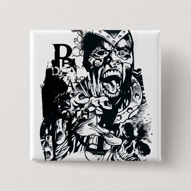 Chapa Cuadrada Collage de la mano negra y del cráneo (Anverso)