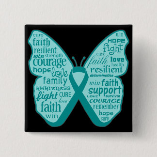 Chapa Cuadrada Collage de la mariposa del cáncer ovárico de