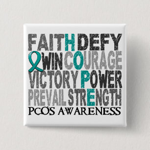 Chapa Cuadrada Collage PCOS de la palabra de la esperanza