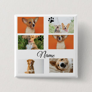 Chapa Cuadrada Collage simple de fotos con nombres de animales co