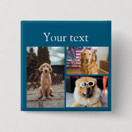 Chapa Cuadrada Collage simple de fotos con nombres de animales co