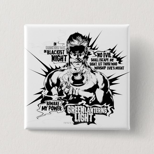 Chapa Cuadrada Collage verde del texto de la linterna (Anverso)