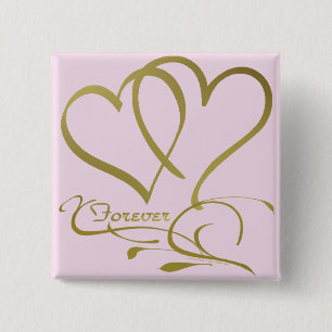 Chapa Cuadrada Colores de fondo editables Forever Hearts Gold