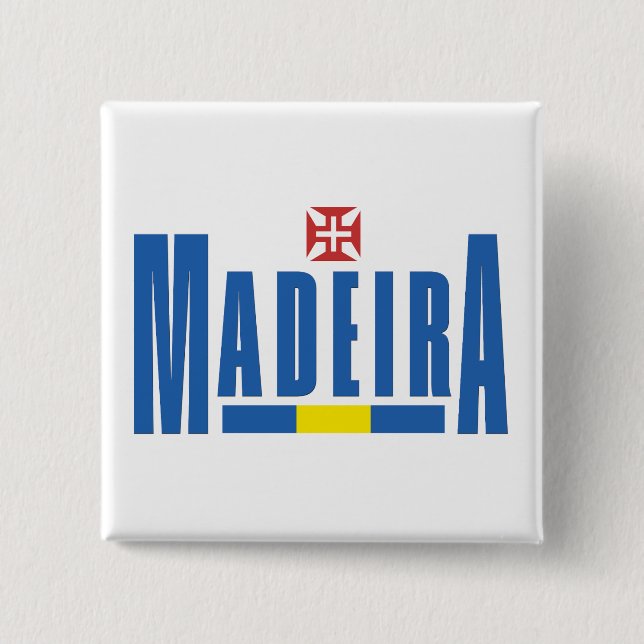 Chapa Cuadrada Colores de texto y bandera de Madeira (Anverso)