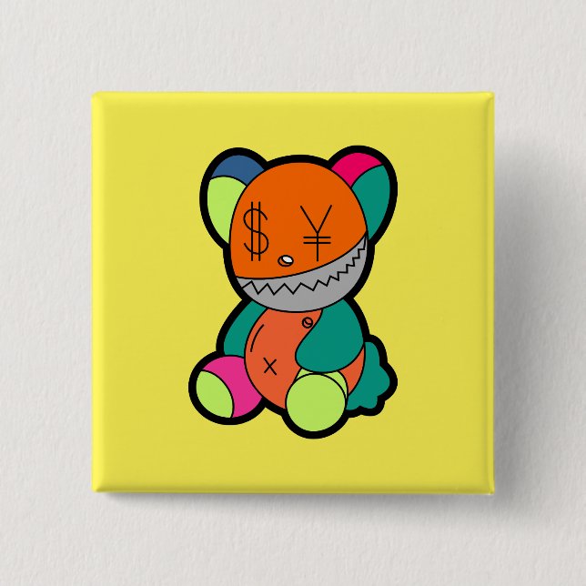 Chapa Cuadrada Colorful bear (Anverso)