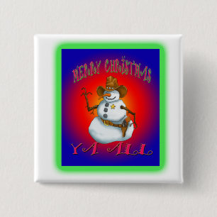 Chapa Cuadrada Colorful Snowman design western Howdy