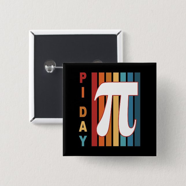 Chapa Cuadrada Coloridas Rayas 3.14 Pi Day (Anverso y reverso)