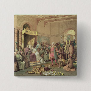 Chapa Cuadrada Columbus en la corte real de España en Barcelona