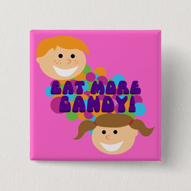 Chapa Cuadrada Comer más niños retro de caramelos (Anverso)