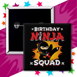 Chapa Cuadrada Comic Book Style Fiesta Diversión Cumpleaños Ninja