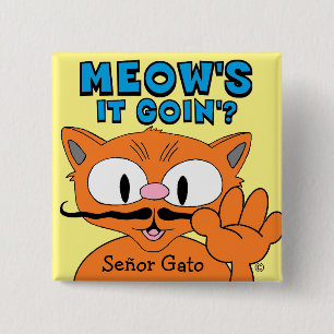 Chapa Cuadrada ¿Cómo va? Señor Gato Personalizado Mustache Cat