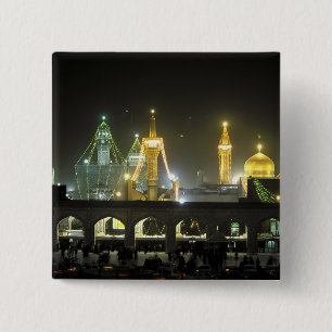 Chapa Cuadrada Complejo del santuario del Imam Reza por la noche,