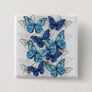 Chapa Cuadrada Composición de mariposas blancas y azules