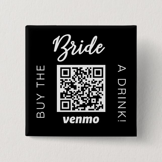 Chapa Cuadrada Compra A La Novia Una Bebida Con El Código QR Venm (Anverso)