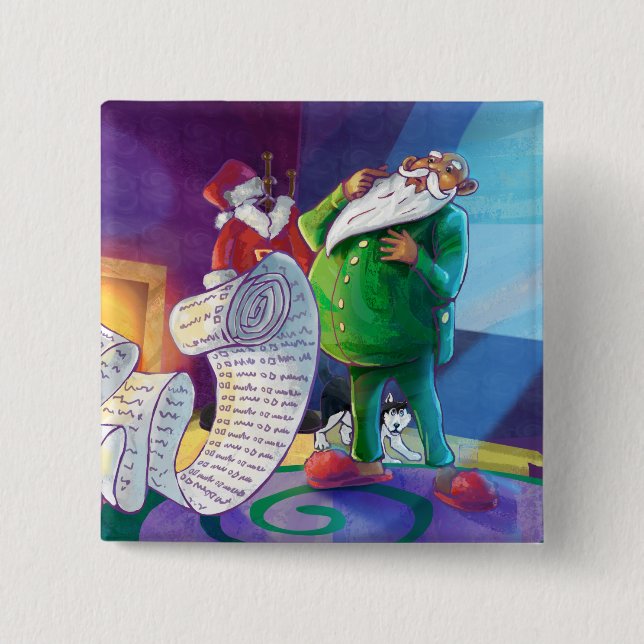 Chapa Cuadrada Compruébalo dos veces Santa (Anverso)