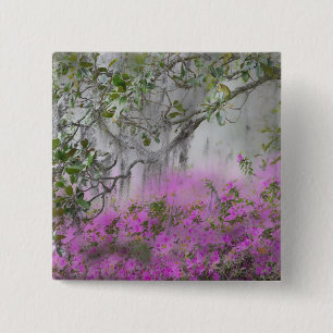 Chapa Cuadrada Compuesto digital de azaleas y árbol de magnolia