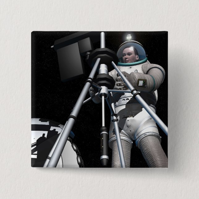 Chapa Cuadrada Concepto artístico de la futura exploración espaci (Anverso)