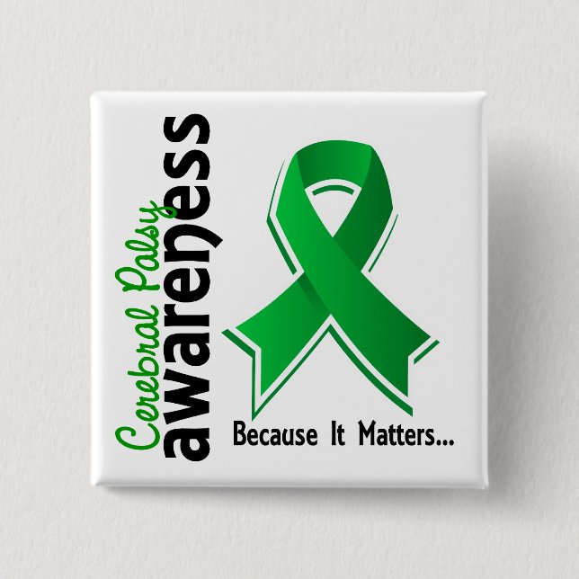 Chapa Cuadrada Conciencia 5 de la parálisis cerebral (Anverso)
