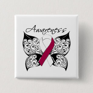 Chapa Cuadrada Conciencia de la mariposa del tatuaje - cáncer
