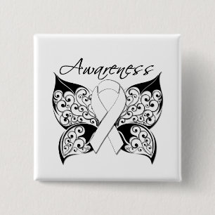 Chapa Cuadrada Conciencia de la mariposa del tatuaje - cáncer de