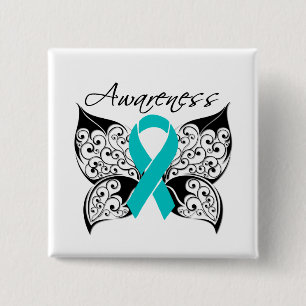 Chapa Cuadrada Conciencia de la mariposa del tatuaje - PCOS