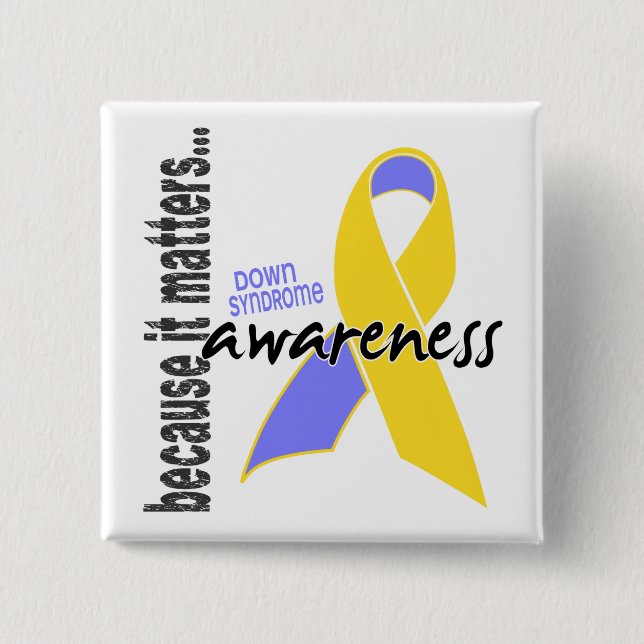 Chapa Cuadrada Conciencia de Síndrome de Down (Anverso)