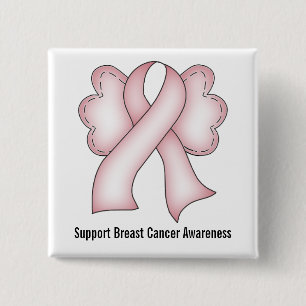 Chapa Cuadrada Conciencia del cáncer de pecho (rosa clara con la