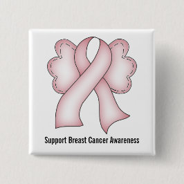Chapa Cuadrada Conciencia del cáncer de pecho (rosa clara con las