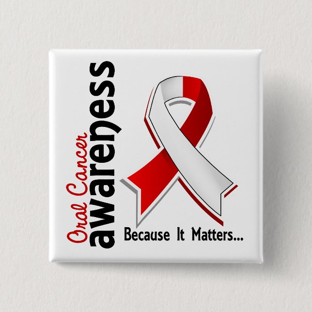 Chapa Cuadrada Conciencia oral 5 del cáncer (Anverso)
