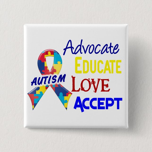 Chapa Cuadrada Conciencia sobre el autismo (Anverso)