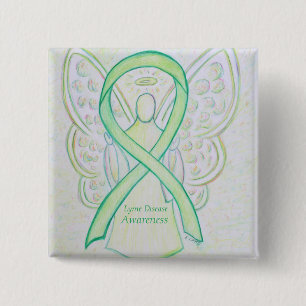 Chapa Cuadrada Conciencia sobre la enfermedad de Lyme Angel Ribbo