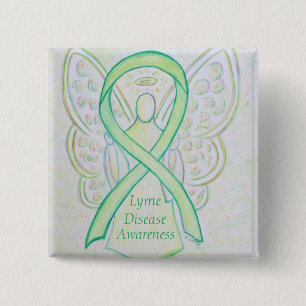 Chapa Cuadrada Conciencia sobre la enfermedad de Lyme Angel Ribbo