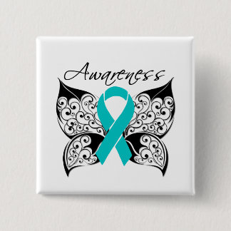 Chapa Cuadrada Conciencia sobre las mariposas tatuadas - Cáncer o