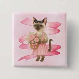 Chapa Cuadrada Concienciación sobre el cáncer de mama Florismo de