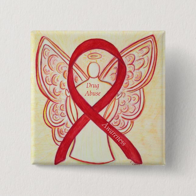 Chapa Cuadrada Concienciación sobre el uso indebido de drogas Pin (Anverso)