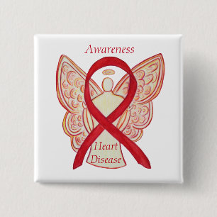 Chapa Cuadrada Concienciación sobre la enfermedad cardíaca Angel 