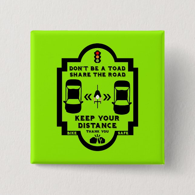 Chapa Cuadrada Concienciación sobre la seguridad vial en las bici (Anverso)