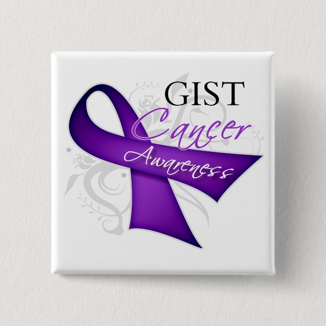 Chapa Cuadrada Concientización sobre el cáncer de GIST con cinta  (Anverso)